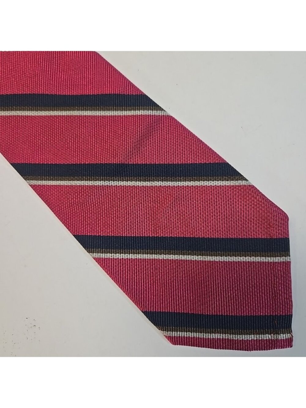 Vintage Polo Ralph Lauren Repp Silk Tie Pink Striped 54.5"L 3"W Saks Fifth